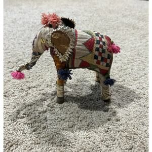 Vintage 1950's FOLK ART ELEPHANT Hand-Crafted Stuffed Embroidered INDIA H23